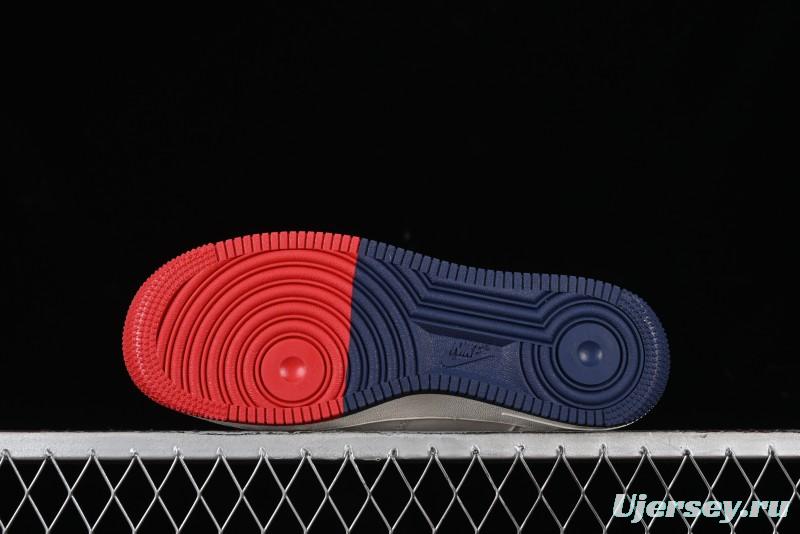 Nike Air Force 1 '07 Low Supreme Collaboration - Beige Red Blue Double Swoosh Casual Sneakers - XZ6188-008