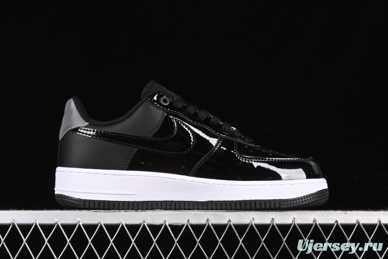 Nike Air Force 1 '07 Low Patent Leather All Black Casual Sneakers - AH6827-001