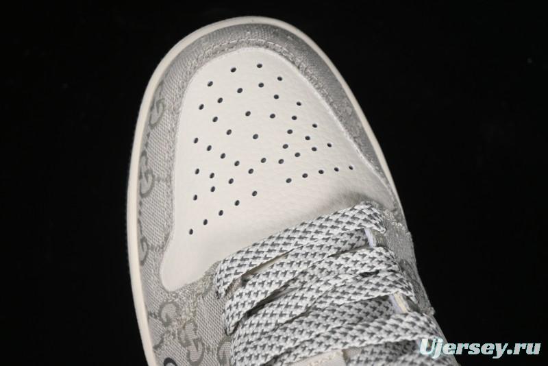 Nike Air Jordan 1 Low Gucci Collaboration - Smoke Grey Pattern High-End Custom Retro Basketball Shoes - DM5688-101