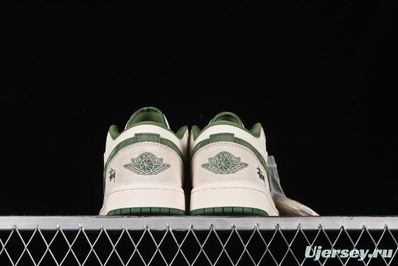 Nike Air Jordan 1 Low Stussy Collaboration Retro Basketball Shoes - DM5688-102