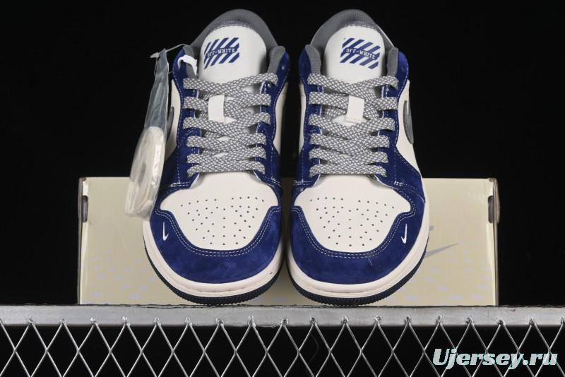 Nike Air Jordan 1 Low OFF-WHITE Collaboration - Qilin Blue Retro Basketball Shoes - WG8850-013