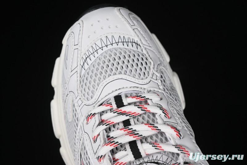 Dior Chrono Round Toe Lace-Up Lifestyle Casual Running Sneakers - 19W WHITE RED