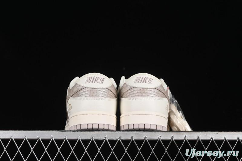 Nike SB Dunk Low Hermes Collaboration - Snake Print Brown Swoosh Low Top Casual Skate Shoes - XD6188-040