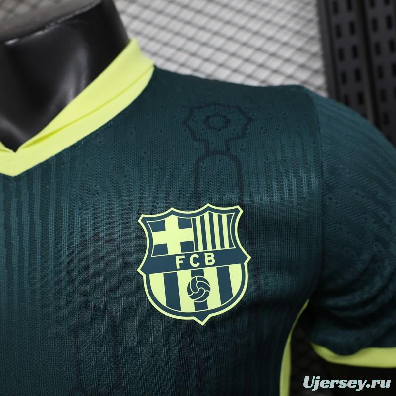Player Version 25/26 FC Barcelona Dark Green with Neon Yellow Trim Jersey