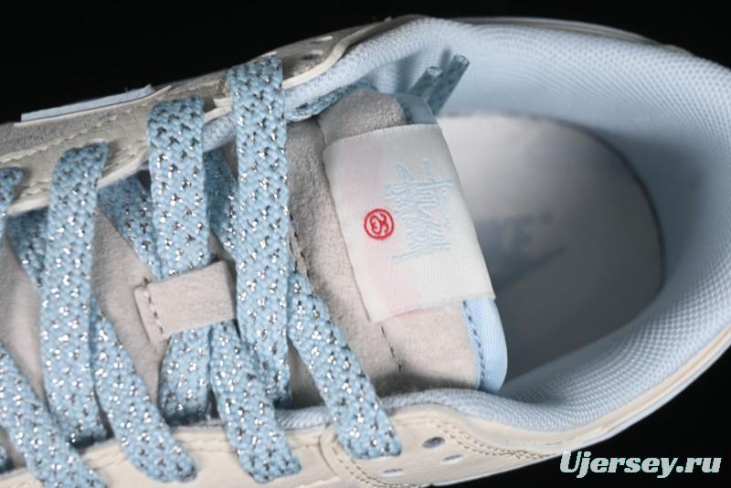 Nike SB Dunk Low Stussy Collaboration - Double Swoosh Ice Blue Anniversary Custom Low-Top Casual Skate Shoes - XX2026-101