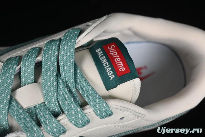 Nike Travis Scott x Fragment Design x Air Jordan 1 Low OG SP AJ1 Supreme Collaboration - Green Canvas Swoosh Low-Top Casual Sneakers - JH6088-706