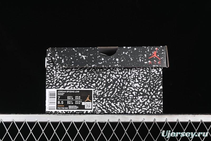 Nike Jordan Spizike Low AJ Hybrid Elements Black Grey Crack Leather Casual Sneakers - FQ1759-002
