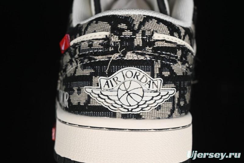 Nike Air Jordan 1 Low AJ1 Dior Collaboration - White Black Red Label Retro Basketball Shoes - SJ9950-036