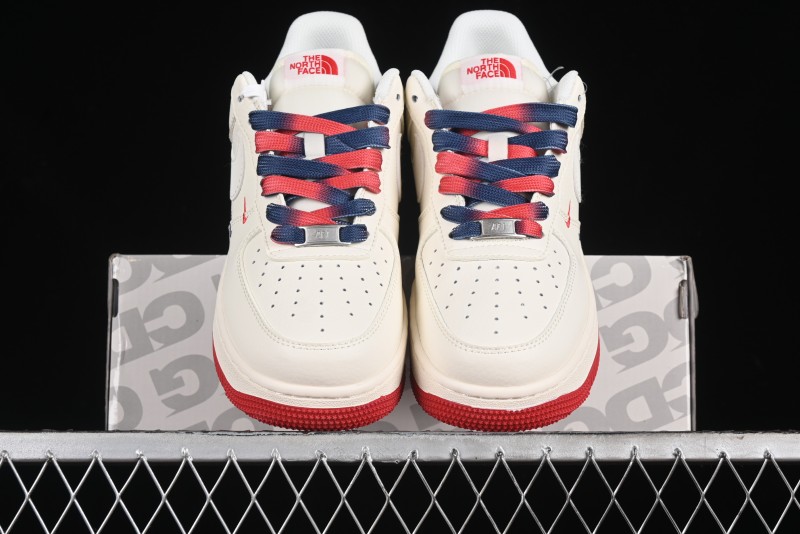 Nike Air Force 1 '07 Low The North Face Collaboration - White Red Blue Color Block Low-Top Casual Sneakers - XZ6188-010