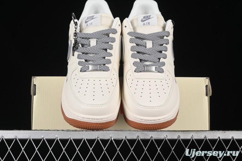Nike Air Force 1 '07 Low Stussy Collaboration - Light Bone Gum Sole Casual Sneakers - XZ5688-003