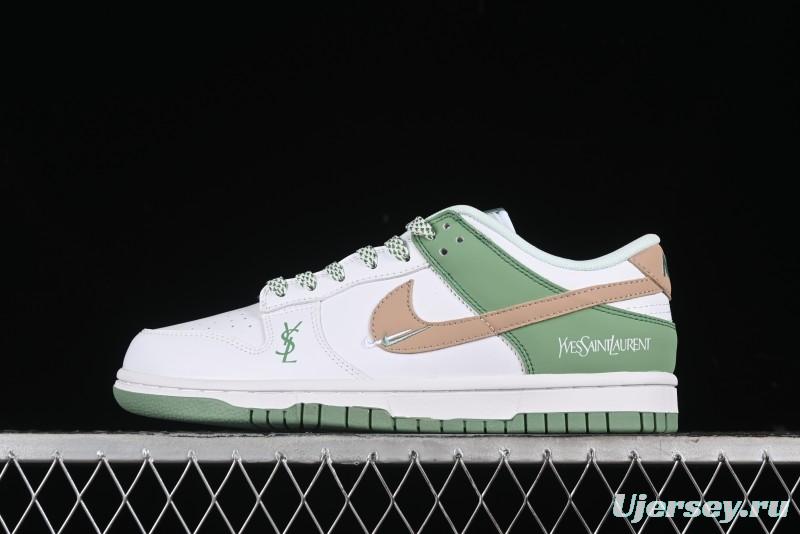 Nike SB Dunk Low YSL Series - White Green Brown Swoosh Anniversary High-End Custom Low-Top Casual Sneakers - GF2409-169