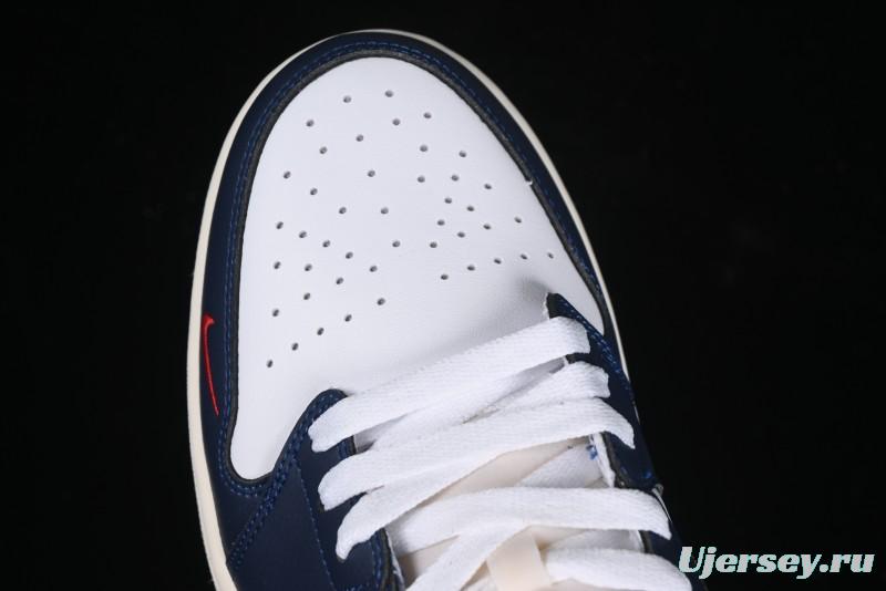 Nike Air Jordan 1 Low OG "Howard University" Casual Sneakers with Blue Toe and Red Heel - HQ2993-100