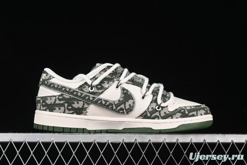 Nike SB Dunk Low Dior Collaboration - Strap Woven Green Check Anniversary High-End Custom Low-Top Casual Skate Shoes - SJ2068-309