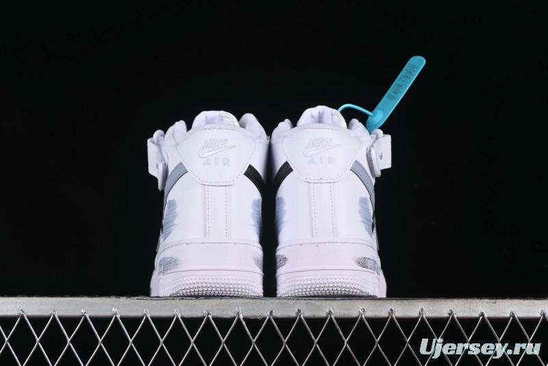 Nike Air Force 1 Mid Custom Hand-Painted Broken Three Hooks Shadow Spray-Painted Strap Mid-Top Casual Sneakers - CW2289-111