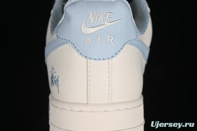 Nike Air Force 1 '07 Low Stussy Collaboration - Off White Elegant Blue Low-Top Casual Sneakers - XZ3328-002
