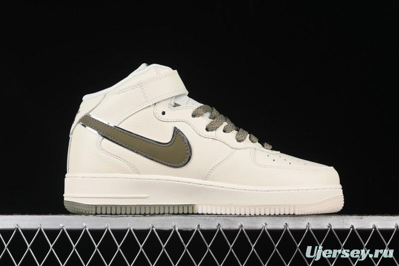 Nike Air Force 1 '07 Mid Military Green Dual-Color Sole Starlight Retro Sneakers - XL0236-231