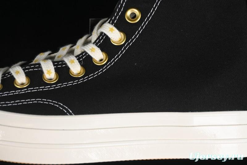 Converse Chuck 1970s High-Top Sneakers with Gold Star Accents and Classic Black & White Design - A12462C