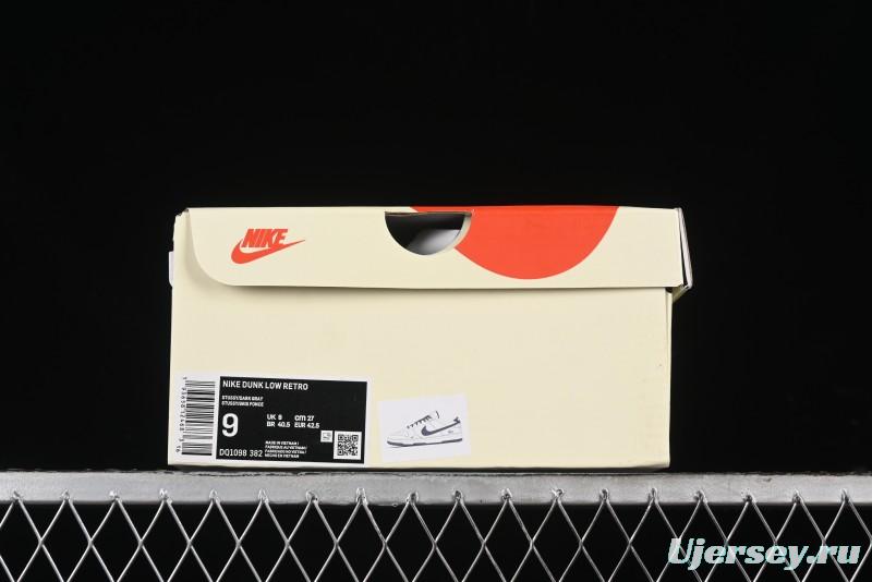 Nike SB Dunk Low Stussy Collaboration - Off White Dark Grey Swoosh Anniversary Custom Low-Top Casual Skate Shoes - DQ1098-382