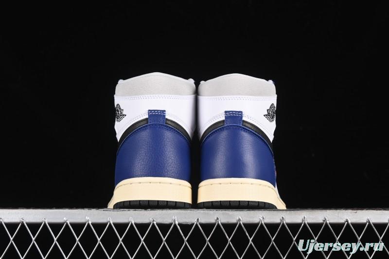 Nike Air Jordan 1 Retro High Basketball Shoes in White Deep Royal Blue - DZ5485-100