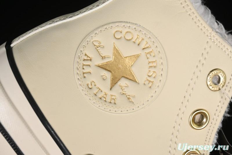 Converse Chuck 1970s Winter Waterproof Leather High-Top Sneakers with Gold Eyelets and Fleece Lining - A12443C