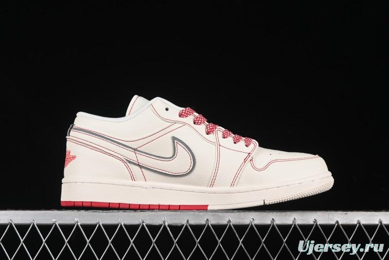 Nike Air Jordan 1 Low AJ1 Supreme Collaboration - Red Rabbit Retro Basketball Shoes - SJ9950-025