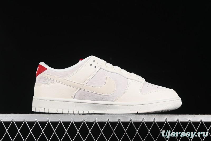 Nike SB Dunk Low Comme des Garçons Collaboration - Pigskin White Swoosh Anniversary Custom Low-Top Casual Skate Shoes - KK1333-004