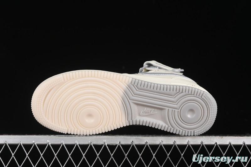 Nike Air Force 1 '07 Mid Casual Sneakers in Light Grey with 3M Reflective Details and Crystal Outsole - XL0236-232