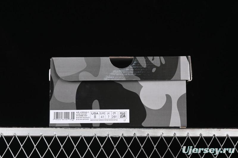 Nike Travis Scott x Fragment Design x Air Jordan 1 Low OG SP AJ1 Bape Collaboration - Jungle Green Low Top Casual Sneakers - XY2688-107