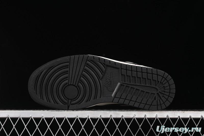 Nike Air Jordan 1 Low Stussy Collaboration - Black Sail Stitched Retro Basketball Shoes - CF3688-023