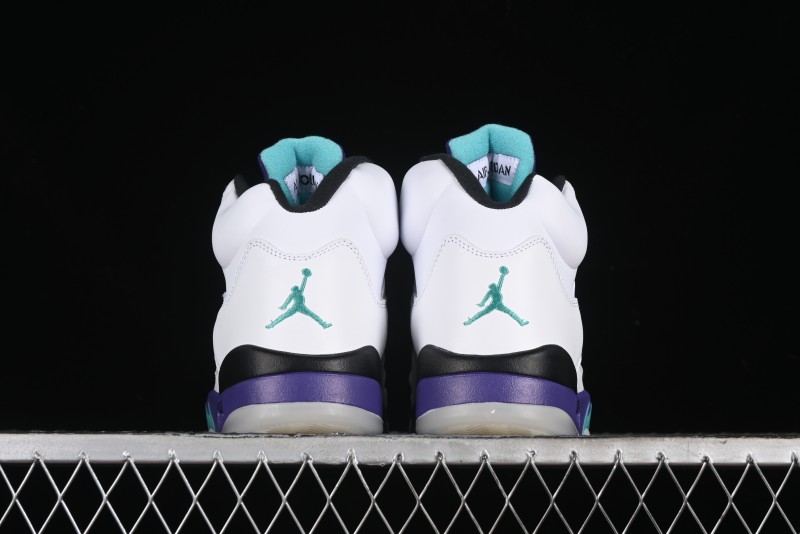 Nike Air Jordan 5 Retro Sneakers in White and Purple Grape Colorway - 136027-108