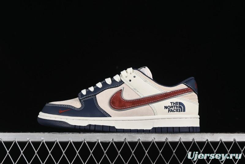 Nike SB Dunk Low The North Face Collaboration - Two-Tone Red Brown Swoosh Anniversary Custom Low-Top Casual Skate Shoes - DJ2024-036
