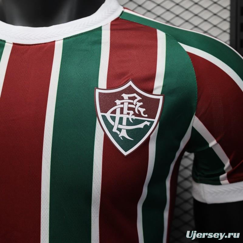 Player Version 25/26 Fluminense Green and Burgundy Vertical Striped with White Trim Jersey