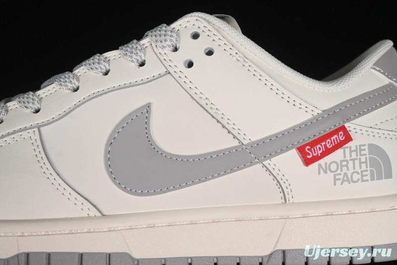 Nike SB Dunk Low Supreme The North Face Collaboration - Light Gray Reflective Swoosh Anniversary Custom Edition Low-Top Casual Skate Shoes - XX2025-628