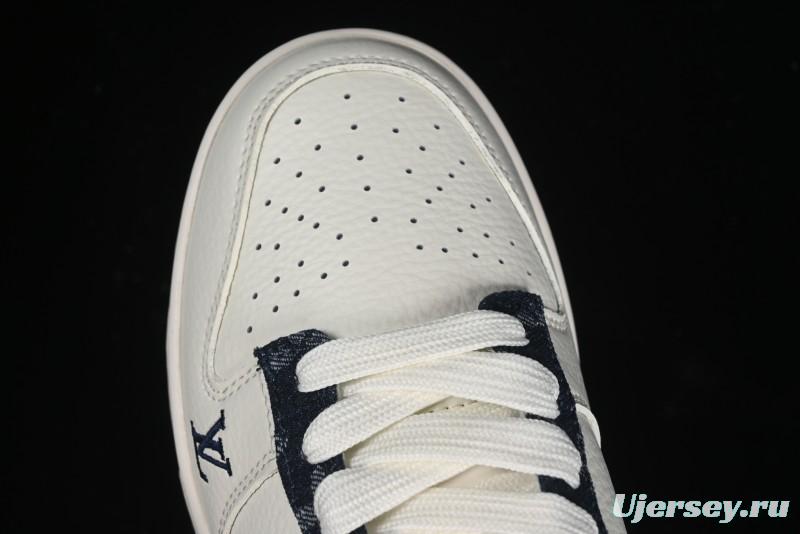 Nike SB Dunk Low LV Collaboration - Denim Print Swoosh Anniversary High-End Custom Low-Top Casual Skate Shoes - XB3802-360
