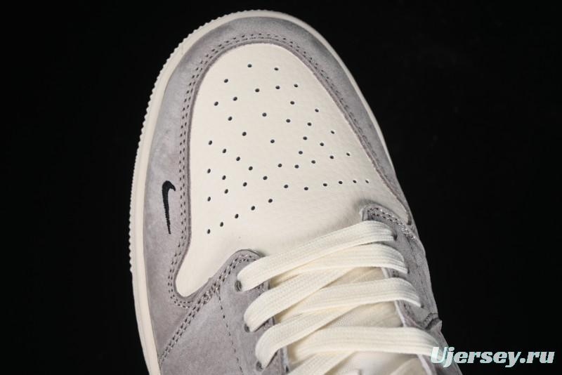 Nike Air Jordan 1 Low Stussy Collaboration - Grey Black Red Label Retro Basketball Shoes - SJ9950-034