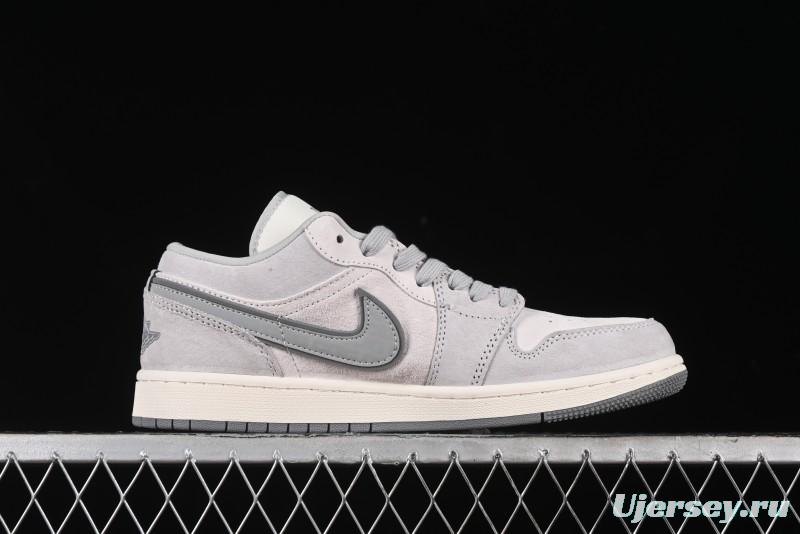 Nike Air Jordan 1 Low AJ1 The North Face Collaboration - Suede Grey Retro Basketball Shoes - DM5688-111