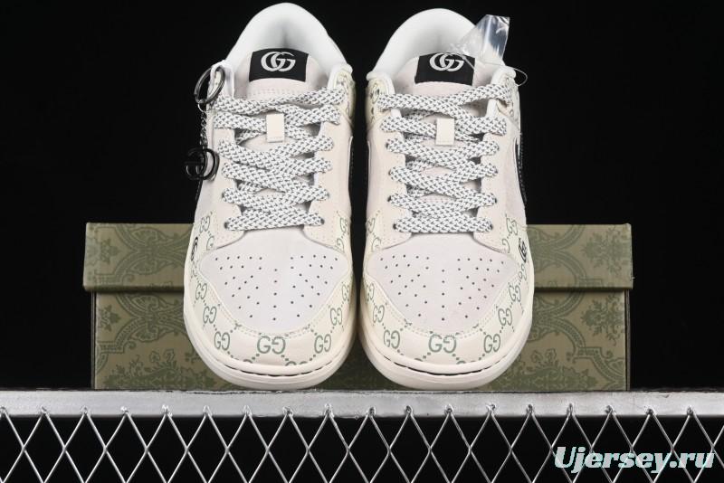 Nike SB Dunk Low Gucci Collaboration - Crystal Green Pattern Anniversary High-End Custom Low-Top Casual Sneakers - XY1688-104