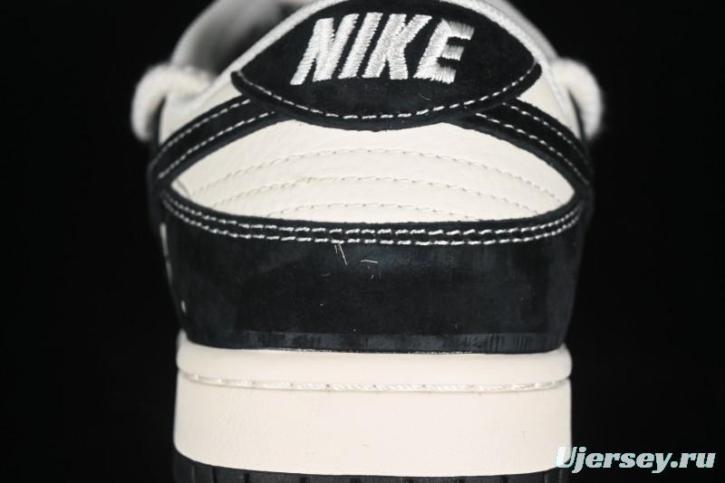 Nike SB Dunk Low Violent Bear Series - Lace-Up Beige with Black Swoosh Anniversary High-End Customized Low-Top Casual Skate Shoes - SJ2068-290