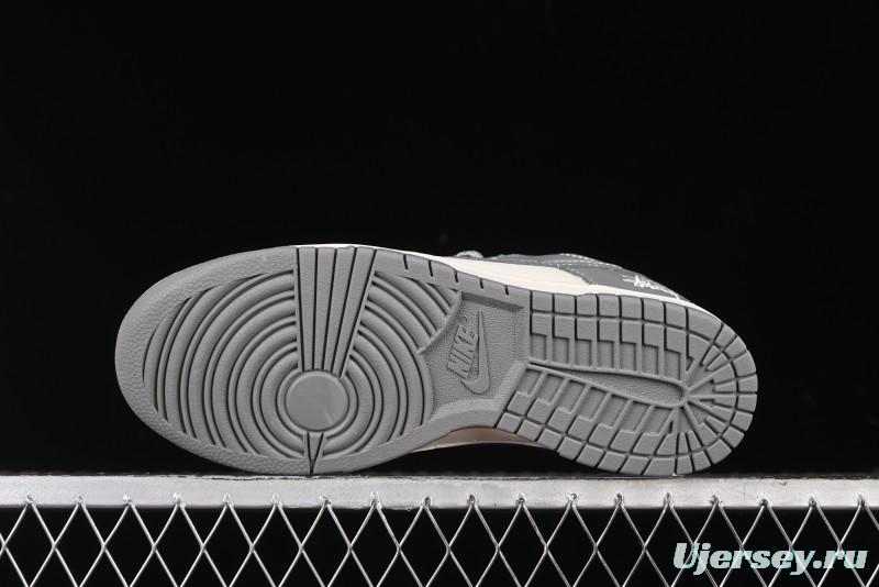 Nike SB Dunk Low Stussy Collaboration - Midnight Grey Anniversary Custom Low-Top Casual Skate Shoes - BB9898-007