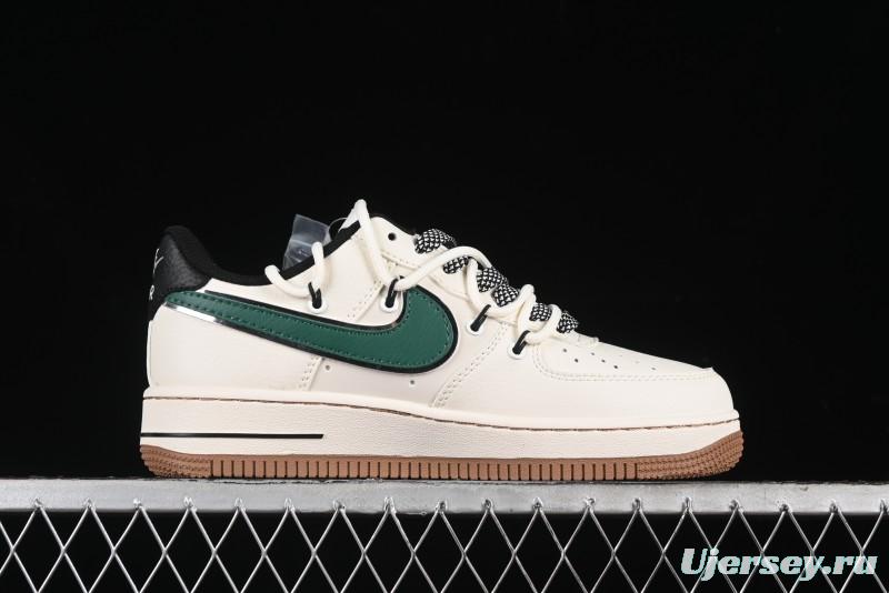 Nike Air Force 1 '07 Low Bape Collaboration - Beige Green Gum Pull Tab Casual Sneakers SJ1198-100