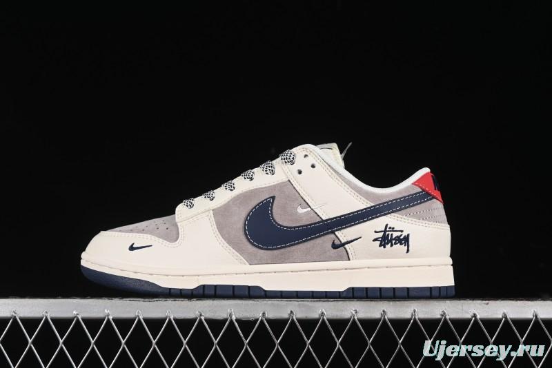Nike SB Dunk Low Stussy Anniversary High-End Custom Sneakers with Blue Swoosh - SJ1089-003