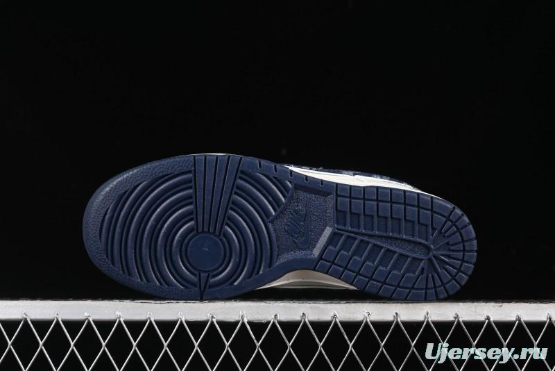 Nike SB Dunk Low LV Collaboration - Denim Print Swoosh Anniversary High-End Custom Low-Top Casual Skate Shoes - XB3802-360