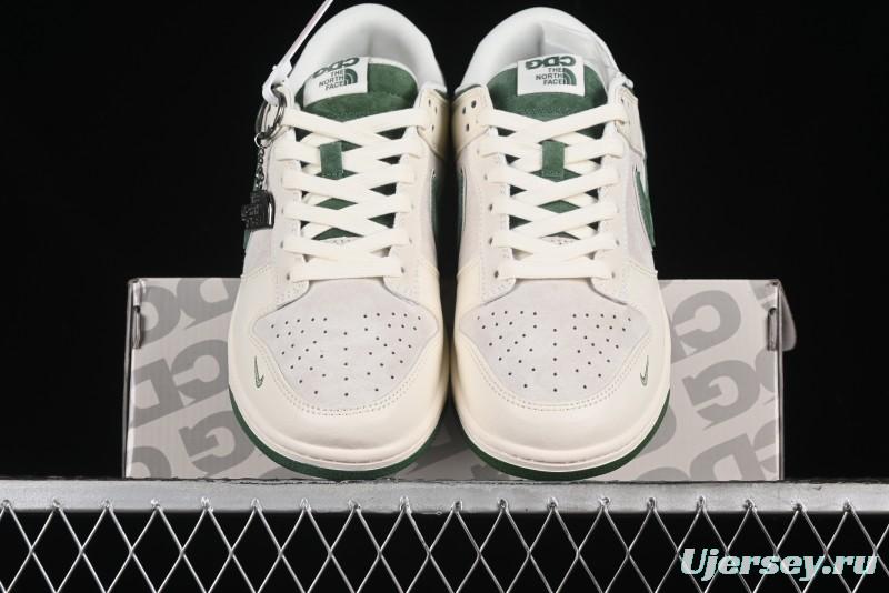 Nike SB Dunk Low The North Face Collaboration - Pig Leather Green Swoosh Anniversary Custom Low-Top Casual Skate Shoes - DQ1098-511