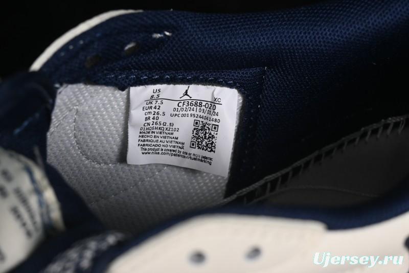 Nike Travis Scott x Fragment Design x Air Jordan 1 Low OG SP AJ1 Retro Sneakers with Stone Pattern - CF3688-029