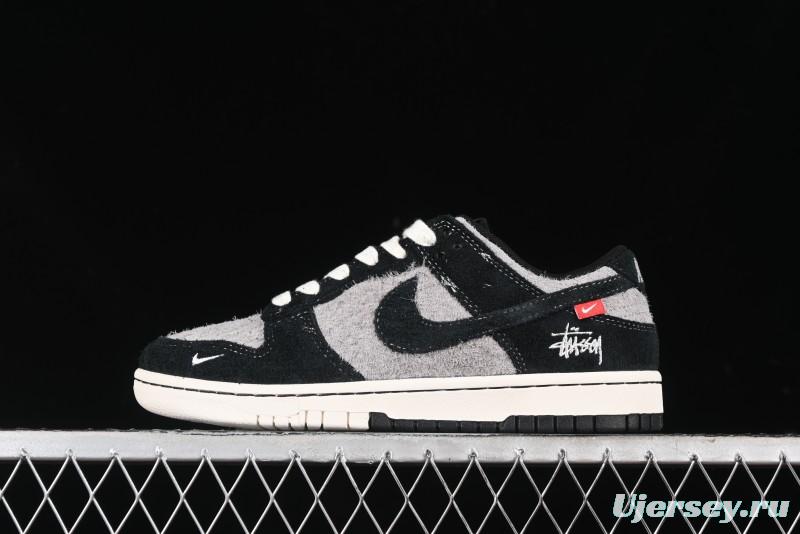 Nike SB Dunk Low Stussy Series - Grey Black with Black Swoosh Anniversary Custom Low-Top Casual Skate Shoes - MM1089-028