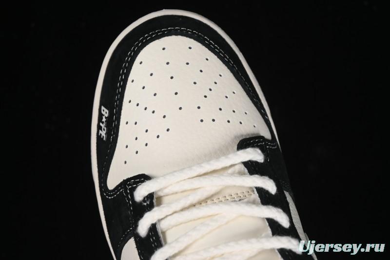 Nike SB Dunk Low Stussy Collaboration - Black White Marking Line Anniversary High-End Custom Low-Top Casual Sneakers - BB9898-008
