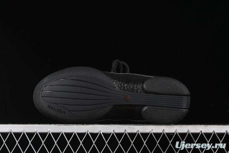 Alexander McQueen Flexion Retro Sneakers in Black with Diamond Grain Calfskin - 8.F6