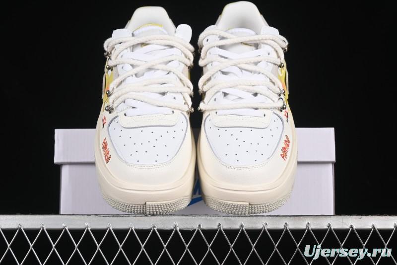 Nike Air Force 1 Fontanka Custom Graffiti Low-Top Casual Sneakers with Deconstructed Dual Laces - DV6984-001