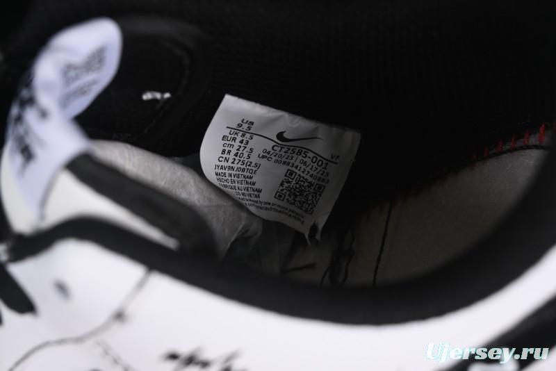 Nike Air Force 1 '07 Low Casual Sneakers with Black and White Hand-Drawn Anime Design - CT2585-100