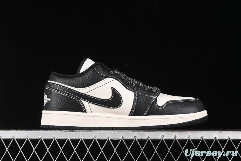 Nike Air Jordan 1 Low Stussy Collaboration - Black Sail Stitched Retro Basketball Shoes - CF3688-023